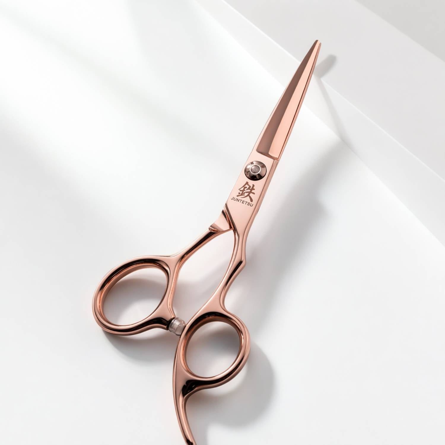 Juntetsu Rose Gold Hairdressing Scissor Set - cutting scissor, blade detail