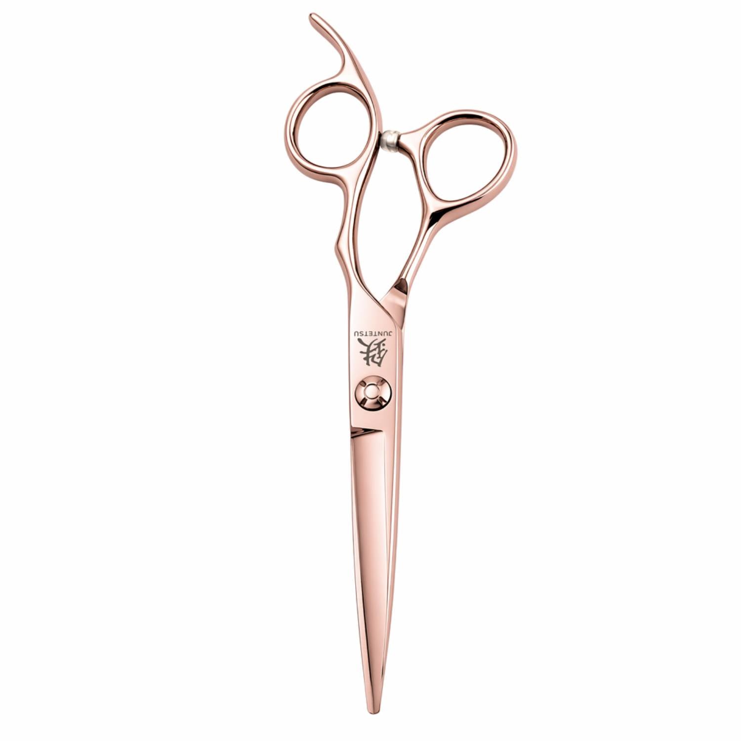 Juntetsu Rose Gold Hairdressing Scissor Set - cutting scissor, front view