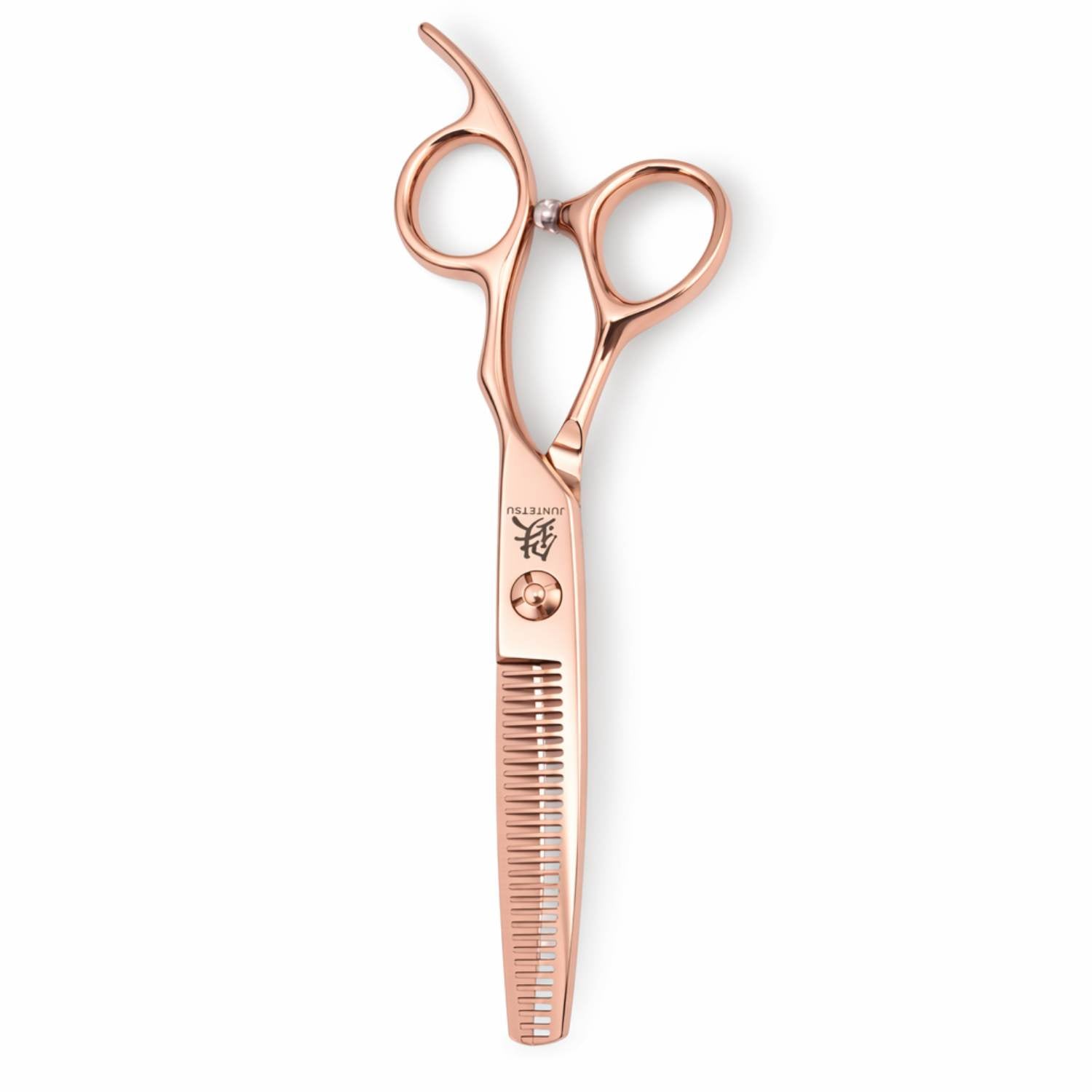 Juntetsu Rose Gold Hairdressing Scissor Set - thinning scissor, front view